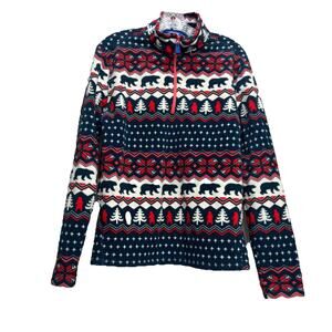 Chubbies Fleece Jacket Men's S Red White Blue 1/4 Zip The Bearly Wild